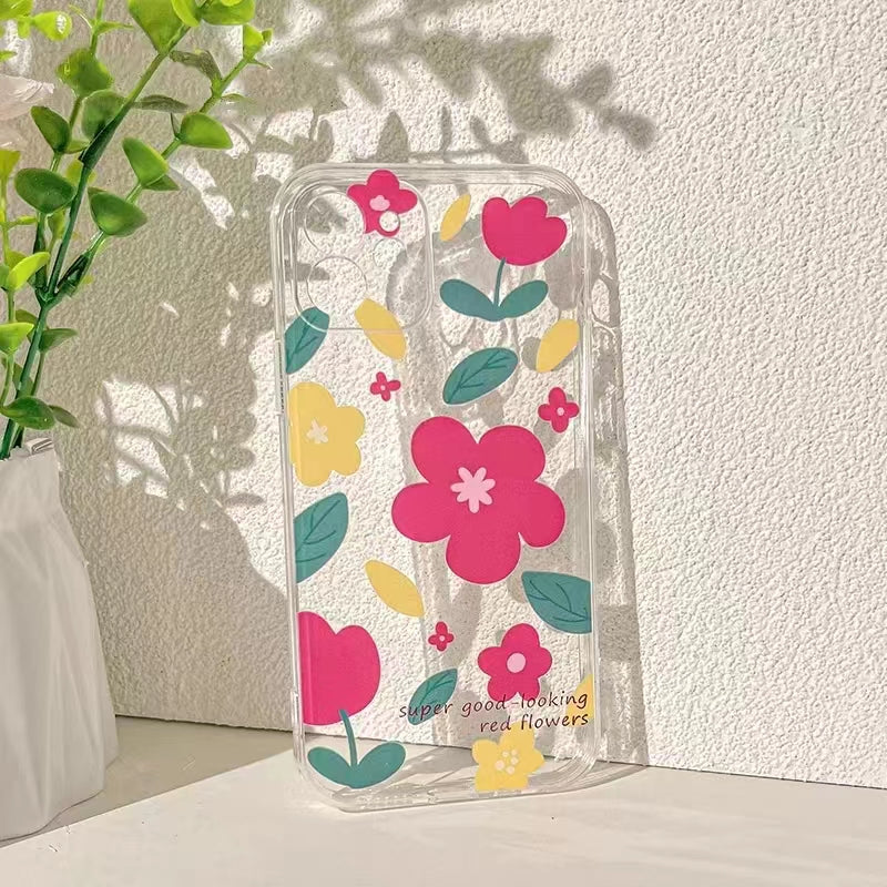 Artistic Red and Yellow Flower iPhone Case