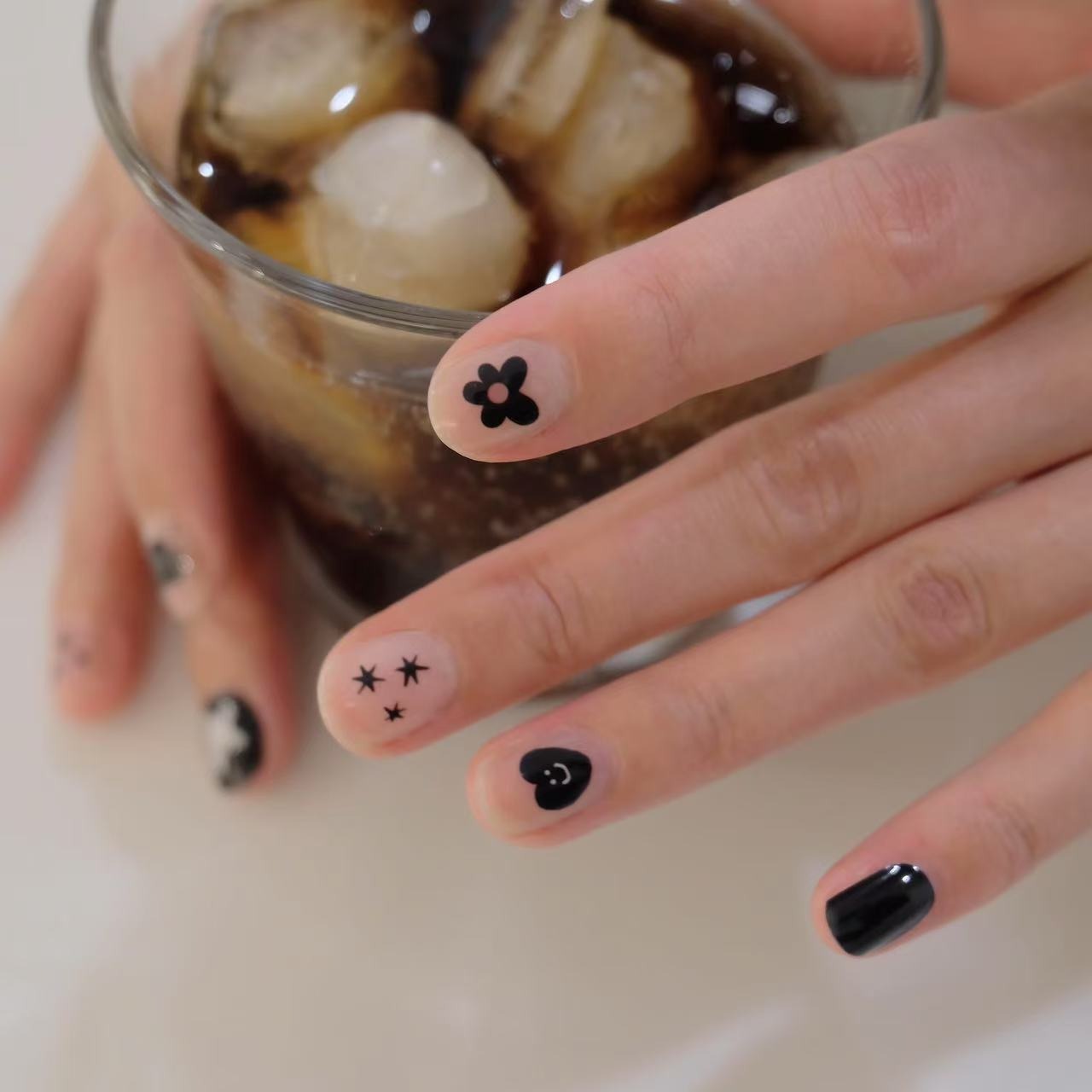 Now Now | White Bunny Black Nail Wraps