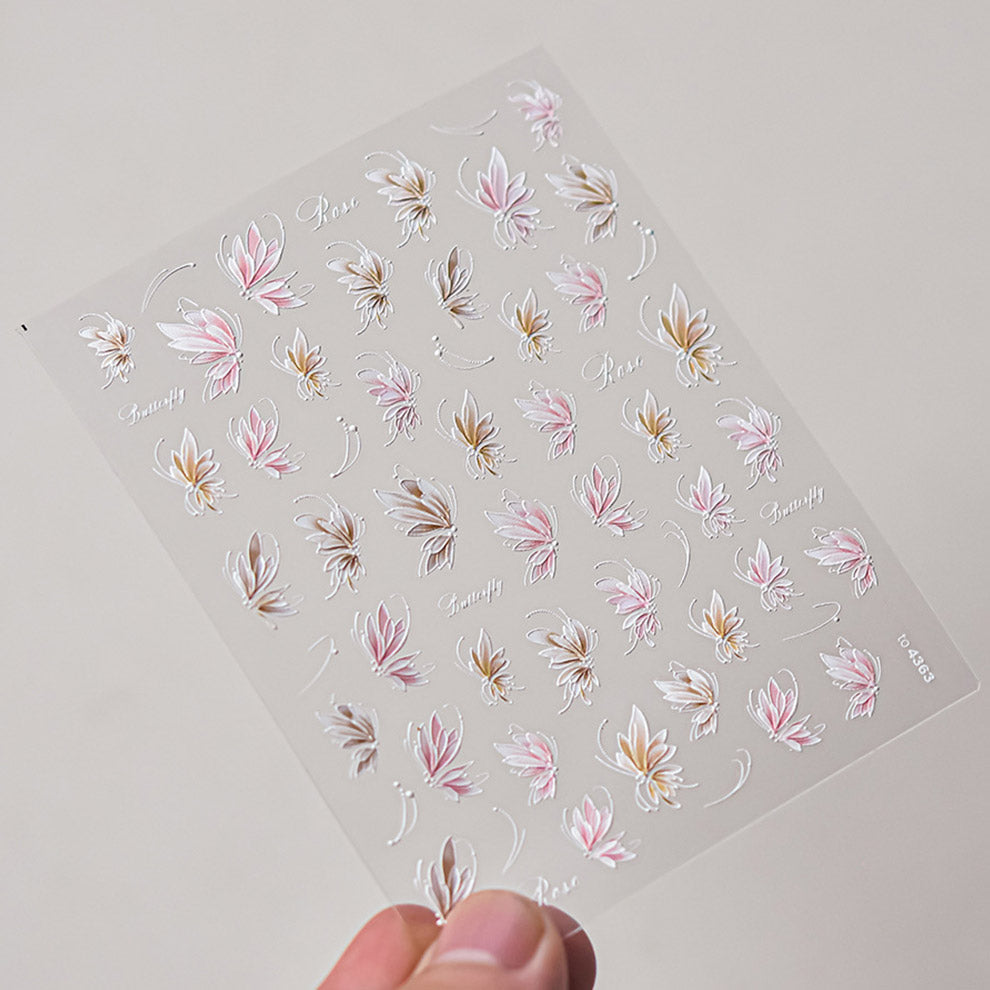 Pink Flower 5D Nail Deco Sticker