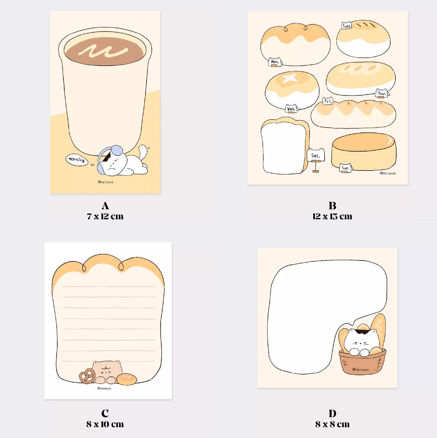 Hello Cat | Bread Cat Memo Note Pad