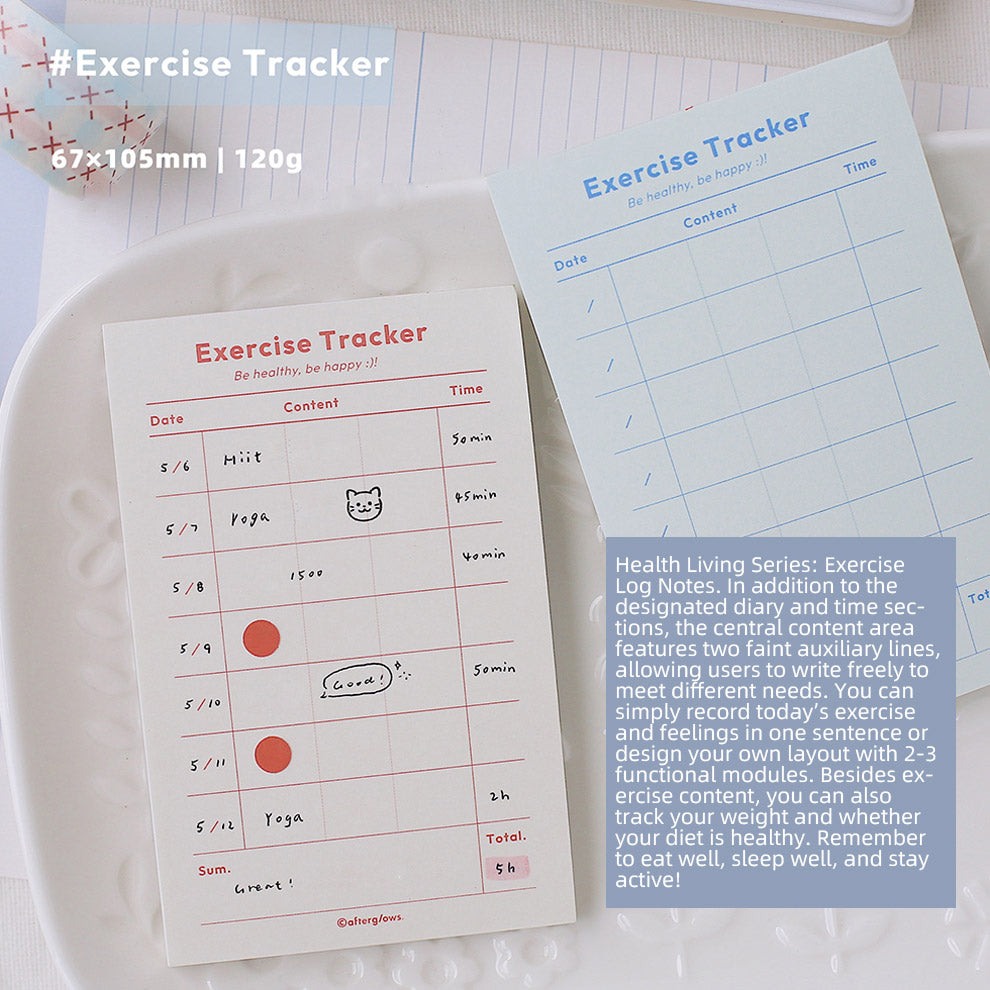 Afterglows | Exercise Tracker Memo Note Pad