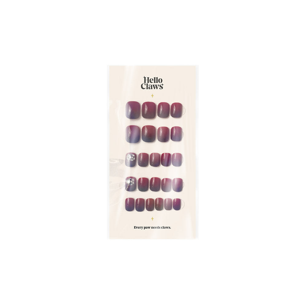 Wine Red Diamond Pastel Short Press On Nail