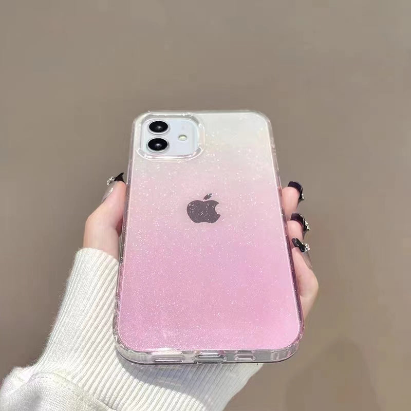 Pink Gradient Glitter Silicone iPhone Case