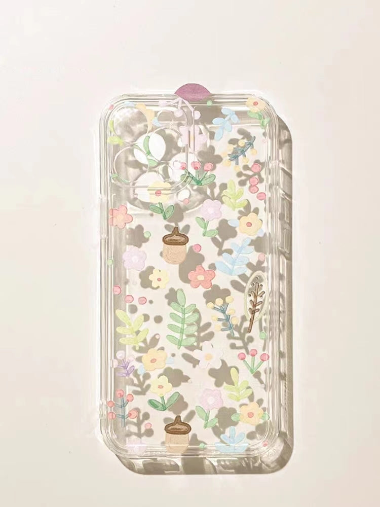 Korean INS Style Clear Floral iPhone Case