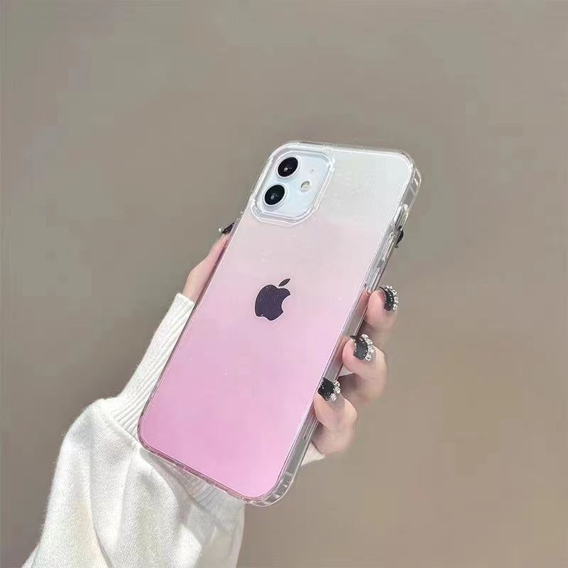 Pink Gradient Glitter Silicone iPhone Case