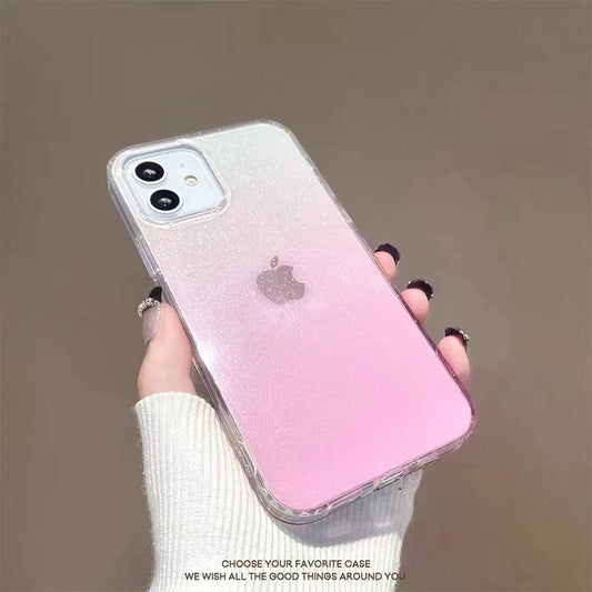 Pink Gradient Glitter Silicone iPhone Case