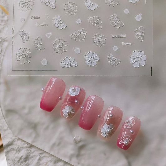 Nail Deco White Flower Sticker