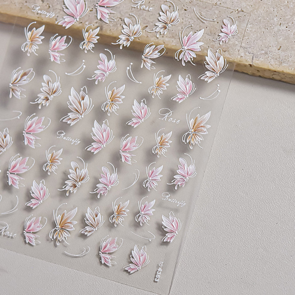 Pink Flower 5D Nail Deco Sticker