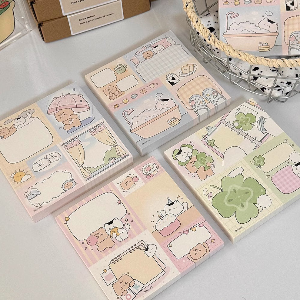 Hello Cat | Flower Patchwork Memo Note Pad