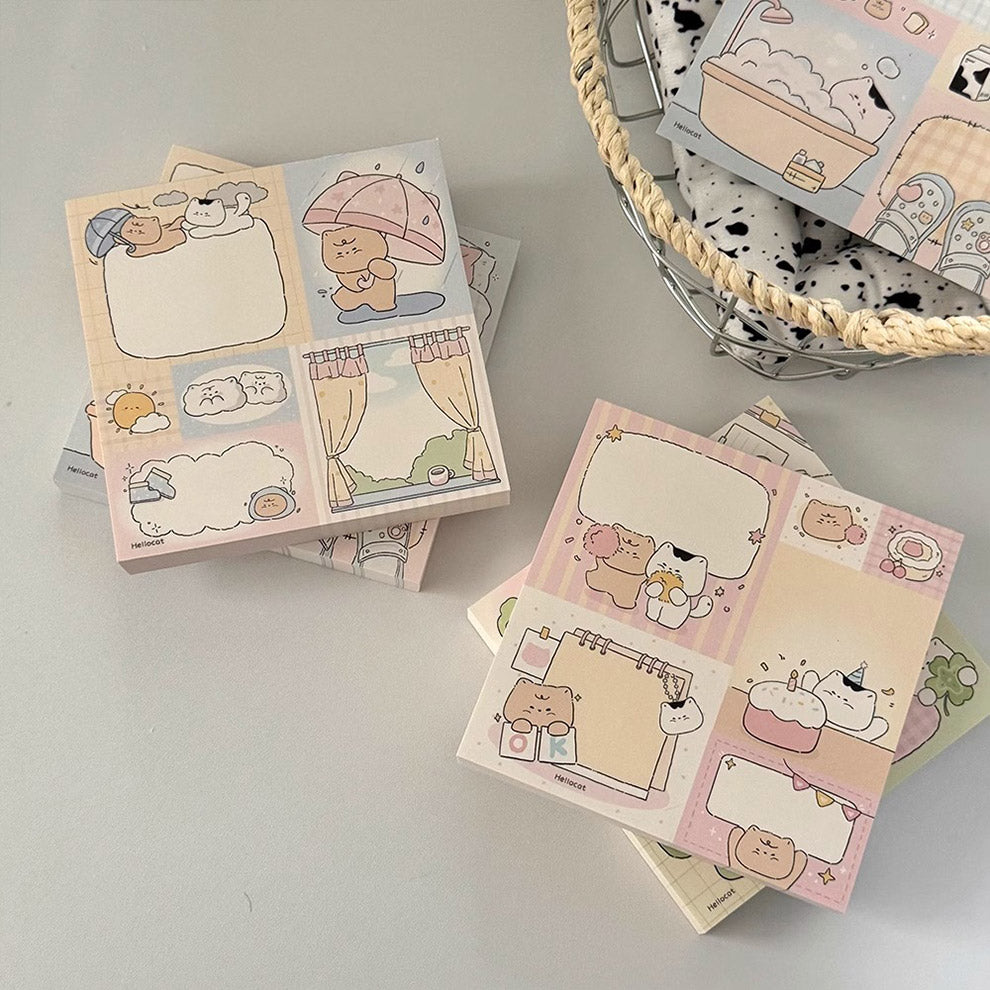 Hello Cat | Flower Patchwork Memo Note Pad