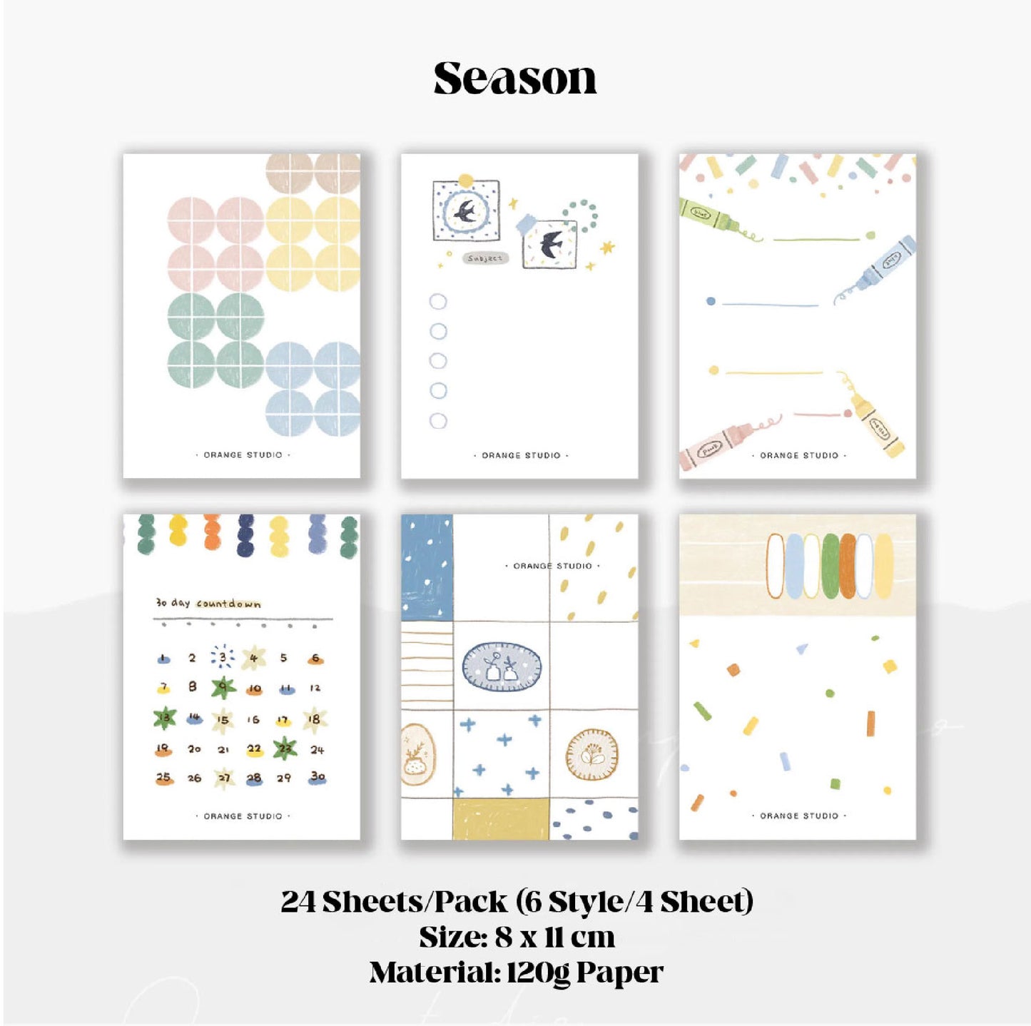 Orange Studio | Season Grid Memo Note Pad