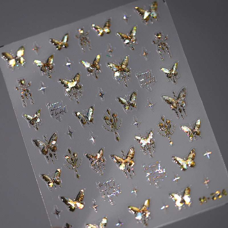 Gold Butterfly 5D Nail Deco Sticker