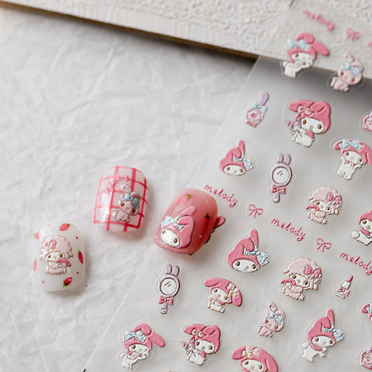 Melody Embossed Pattern Design Nail Deco Sticker