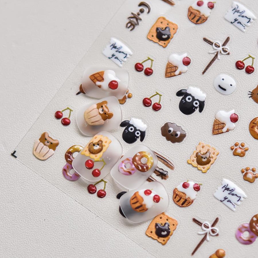 Sheep And Cherry Nail Deco Sticker