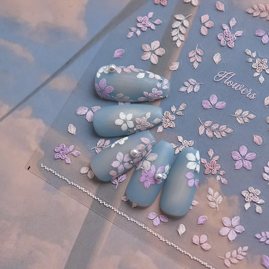 Embroidery Plant Nail Deco Sticker