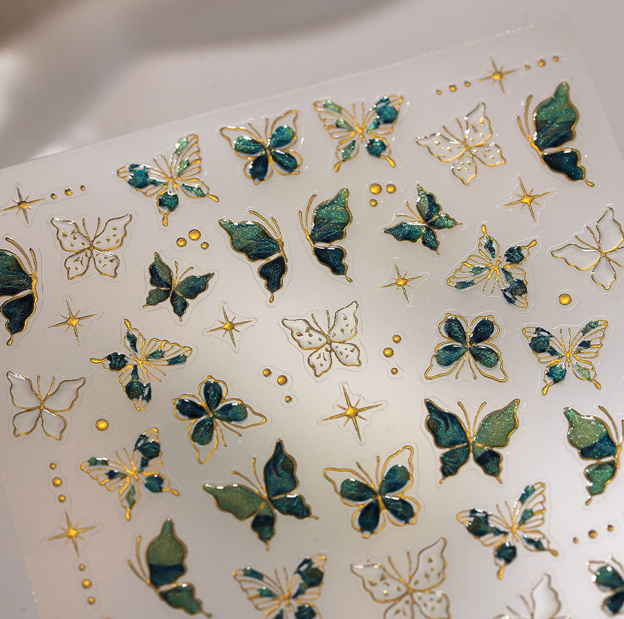 Hello Claws | Vintage Green Butterfly Nail Deco Sticker