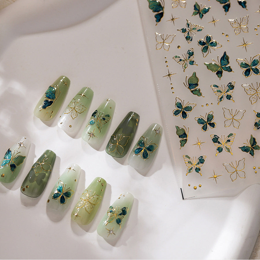 Hello Claws | Vintage Green Butterfly Nail Deco Sticker