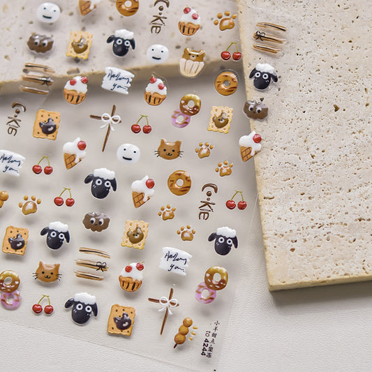 Sheep And Cherry Nail Deco Sticker