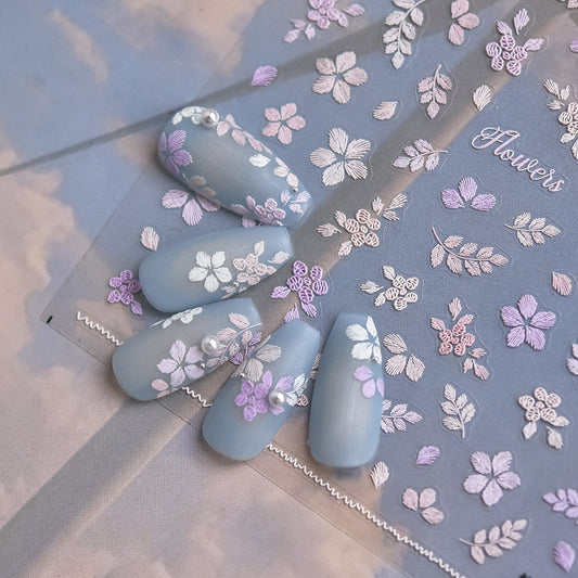 Embroidery Plant Nail Deco Sticker