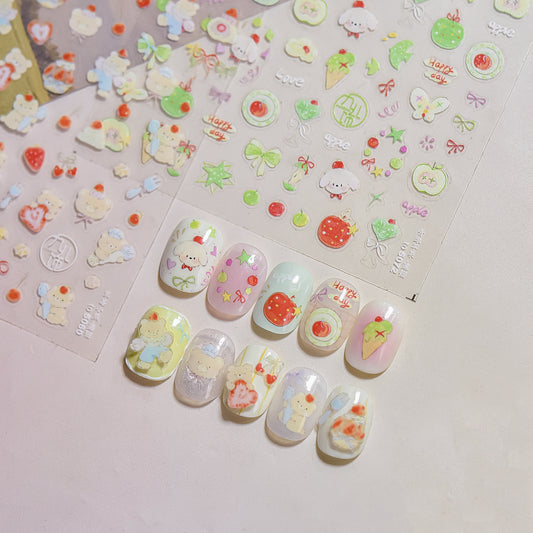 Hello Claws Bear And Puppy Nail Deco Sticker