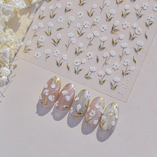 Hello Claws | White Blossom Nail Deco Sticker