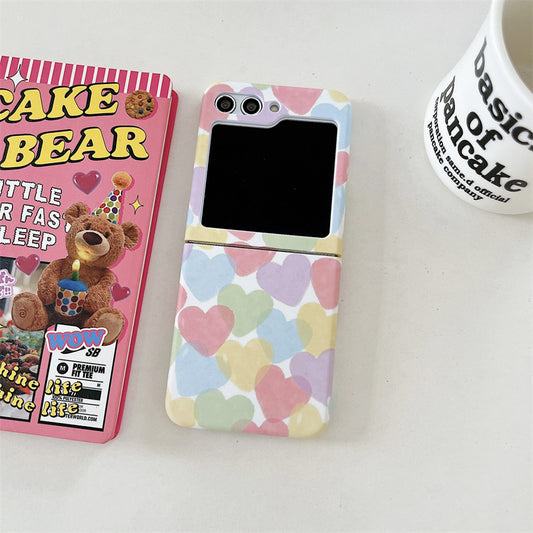 Kawaii Cream Pink Heart Print Cartoon Samsung Galaxy Z Flip Phone case