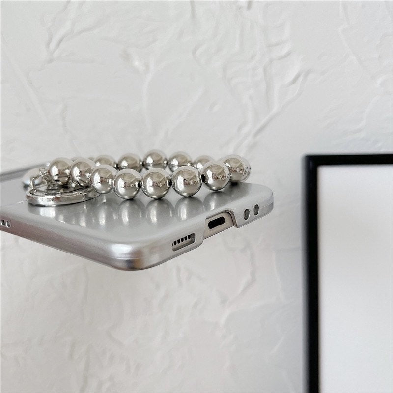 Smile Face And Heart Silver Z Flip Phone Case