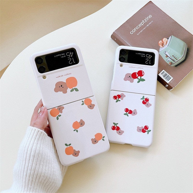 Orange and Cherry Bear Samsung Galaxy Z Flip 3 Phone Case