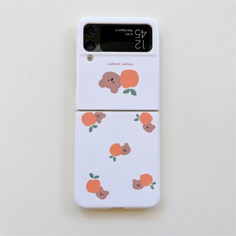 Orange and Cherry Bear Samsung Galaxy Z Flip 3 Phone Case