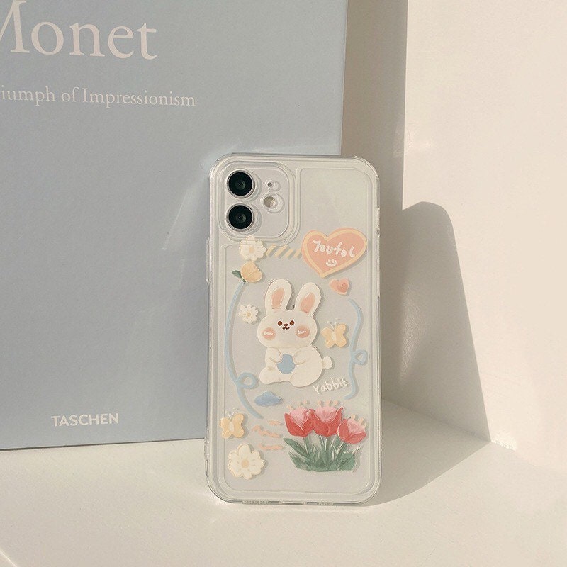 Lovely rabbit & spring tulip Phone Case
