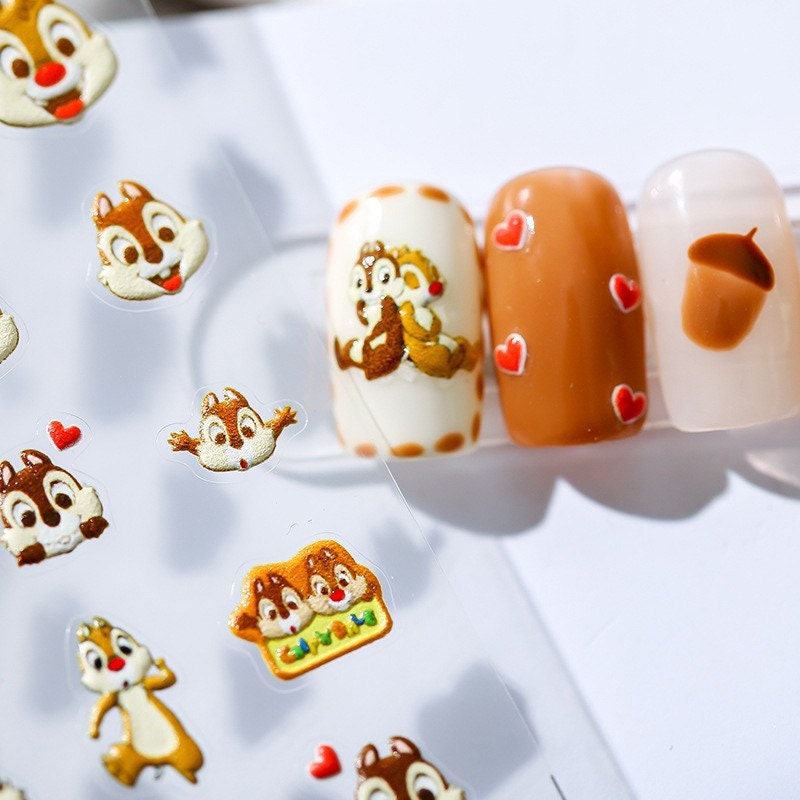 Lovely Squirrel Embossed Pattern Design Nail Deco Sticker