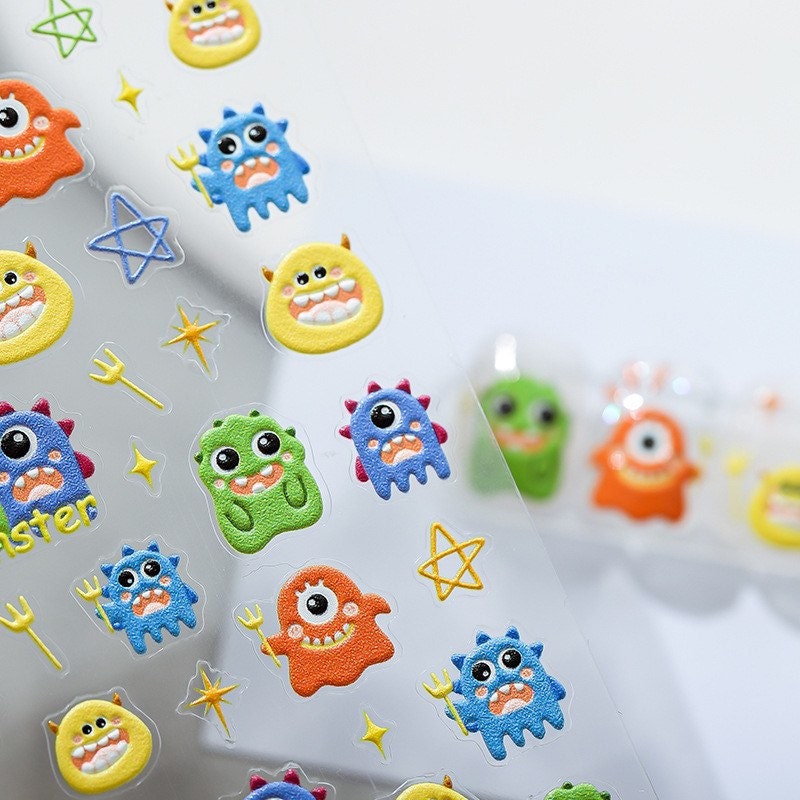 Little Monster Embossed Pattern Design Nail Deco Sticker