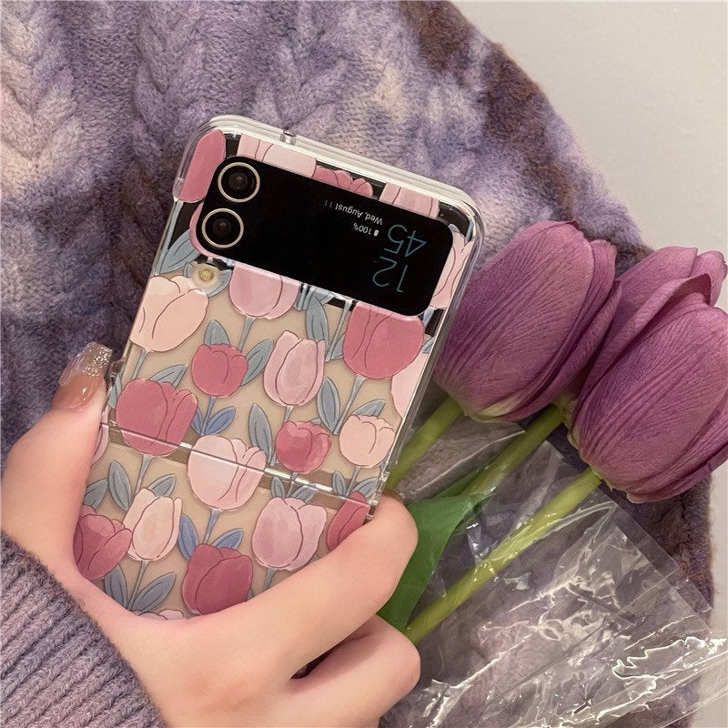 Pink Tulip Samsung Galaxy Z Flip Phone Case