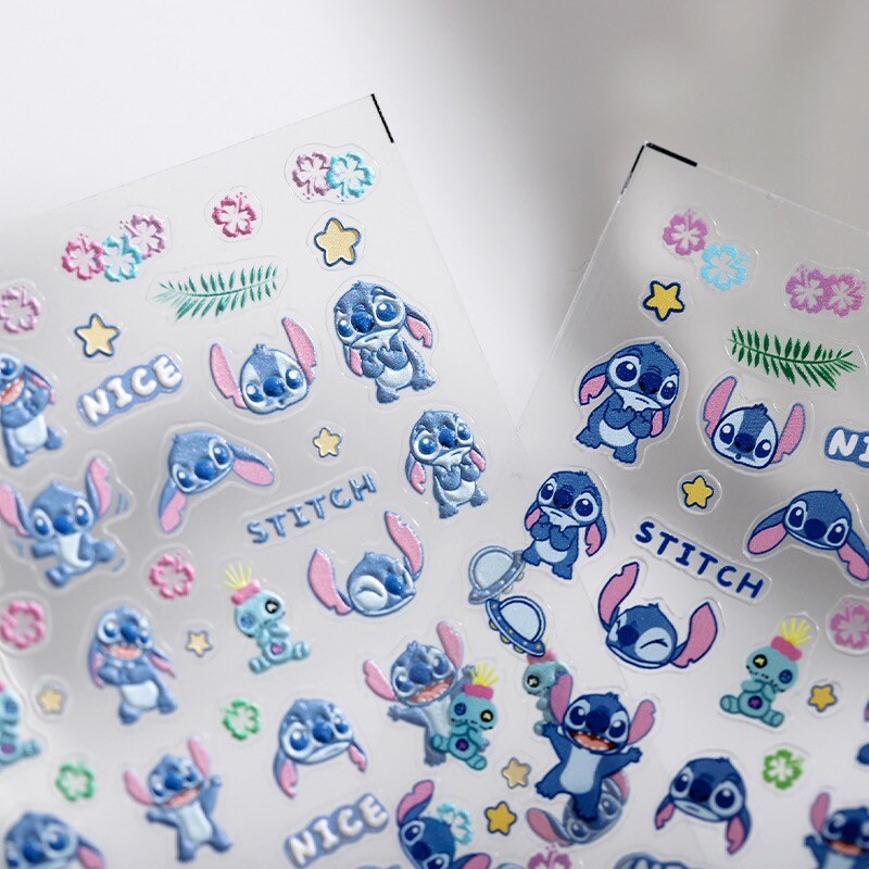 Stitch Alien Embossed Pattern Design Nail Deco Sticker