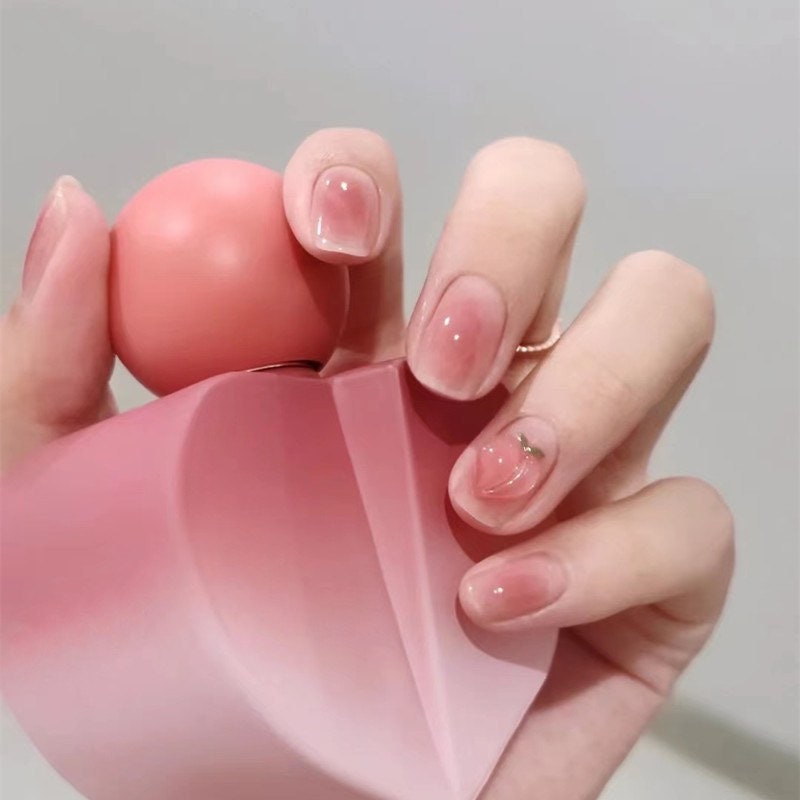 Pink Peach Pastel Short Press On Nail