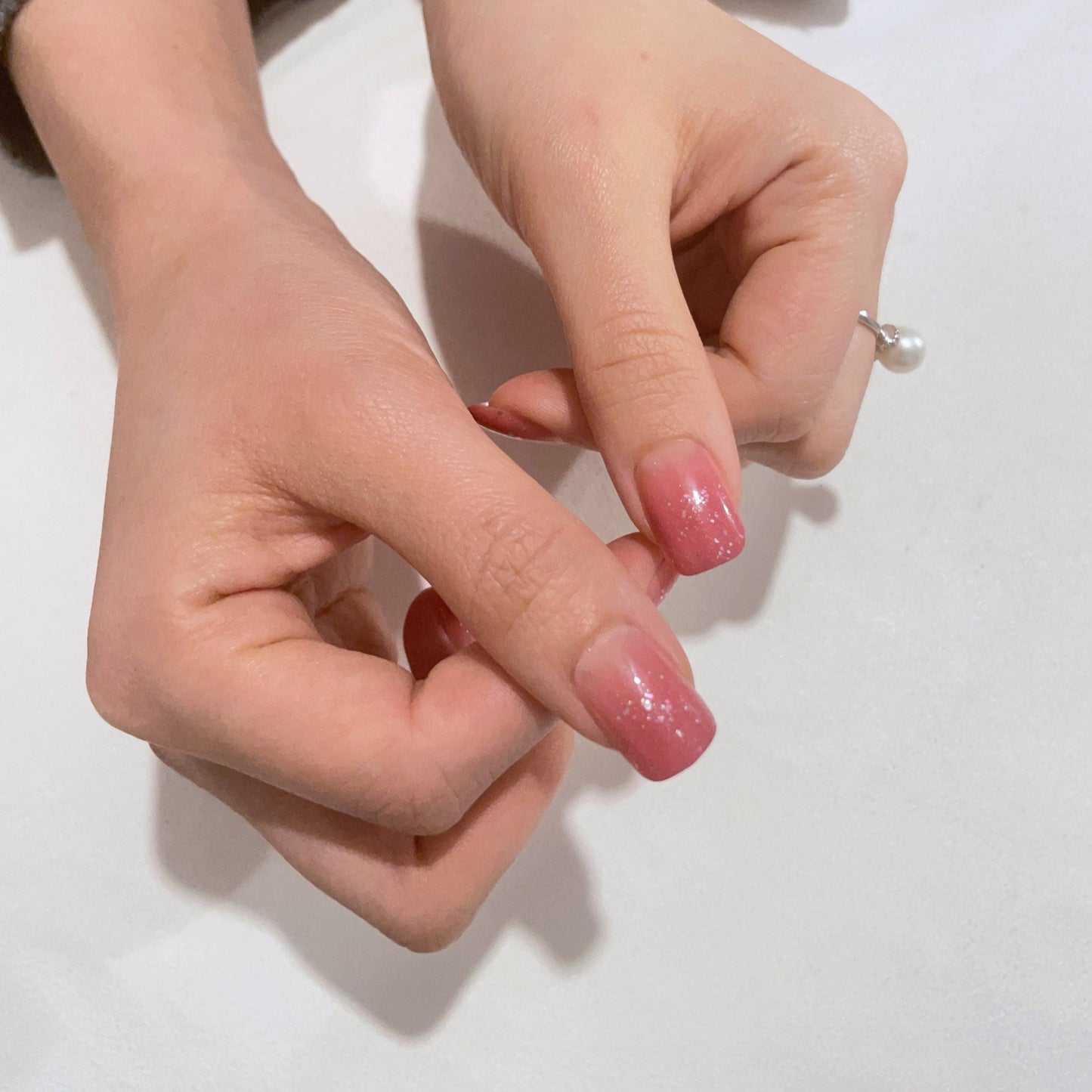 Starry Pink Pastel Short Press On Nail