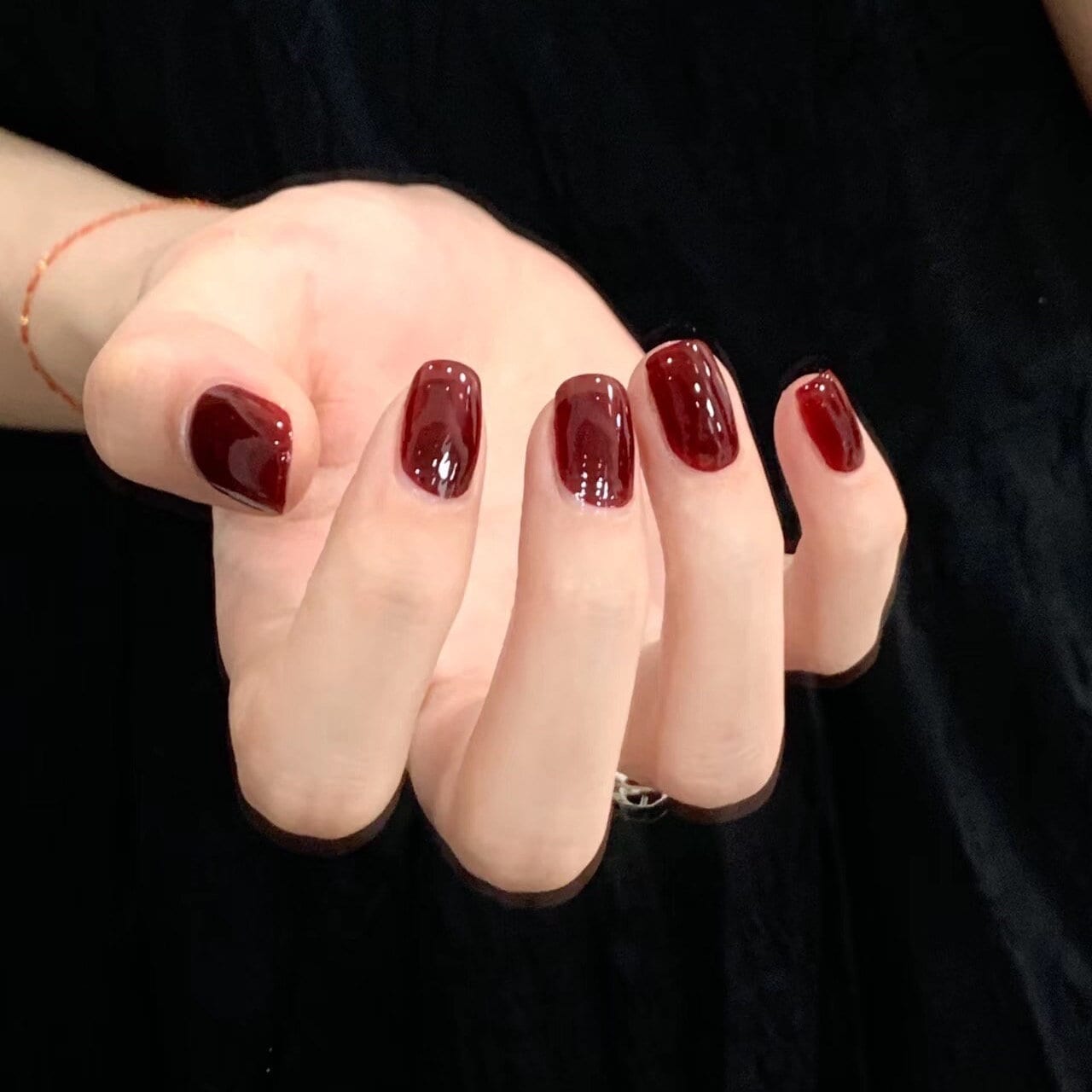 Wine Red Pastel Short Press On Nail