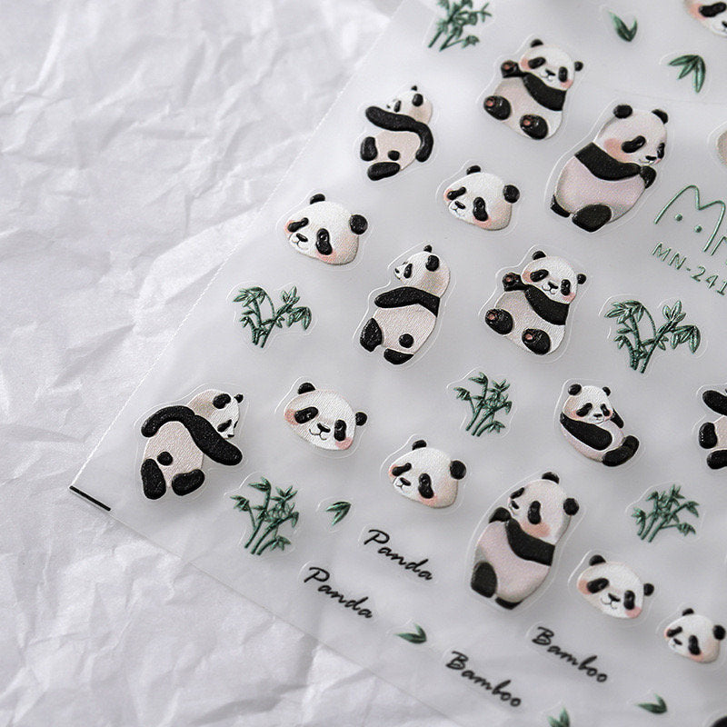 Bamboo Panda 5D Embossed Pattern Design Nail Deco Sticker