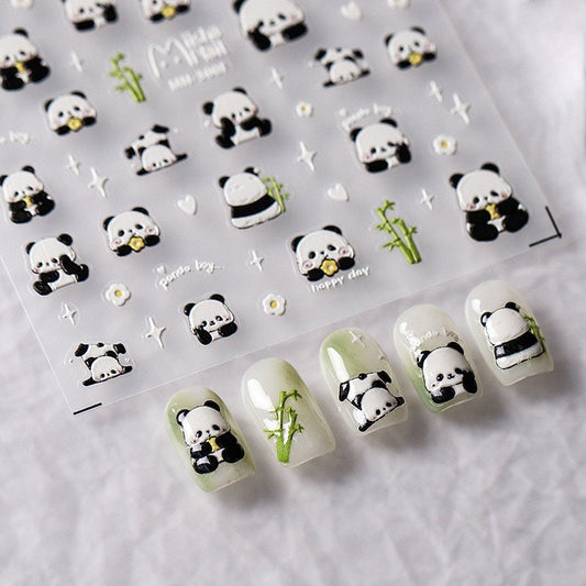 Little Panda 5D Embossed Pattern Design Nail Deco Sticker