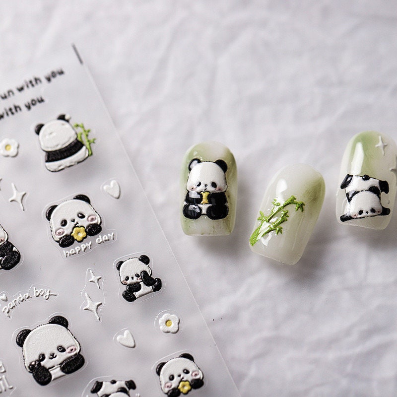 Little Panda 5D Embossed Pattern Design Nail Deco Sticker