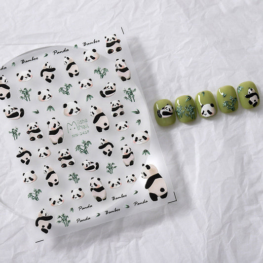 Bamboo Panda 5D Embossed Pattern Design Nail Deco Sticker