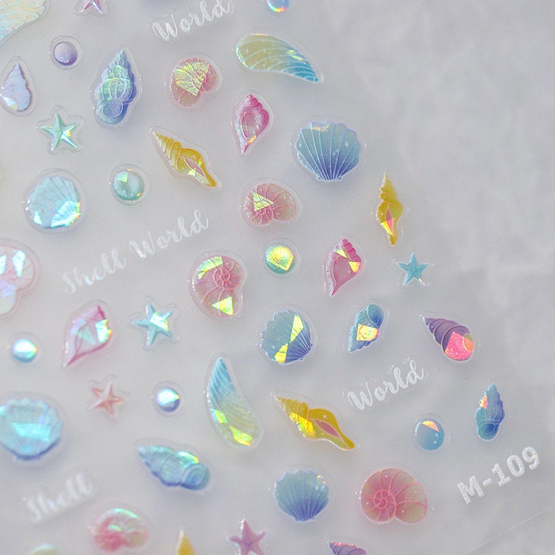 Shell Pearl 5D Embossed Pattern Design Nail Deco Sticker