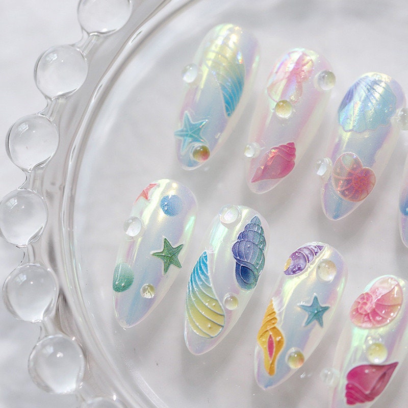 Shell Pearl 5D Embossed Pattern Design Nail Deco Sticker