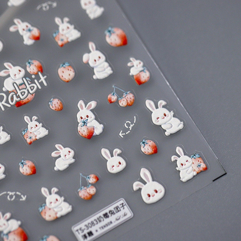 Strawberry and Bunny Nail Deco Sticker